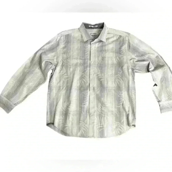 Mens Tommy Bahama Size Large L Gray Floral Pattern Long Sleeved Button‎ Down EUC - Picture 6 of 14